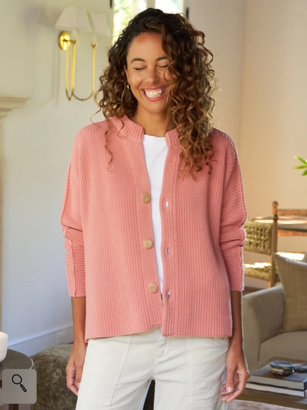 Frank & Eileen Sweater Montecito Cardigan Knit in Apricot Pink